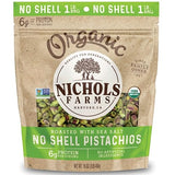 Nichols Farms Organic No Shell California Pistachios, Healthy Protein Snack, Roasted Sea Salt, 1LB