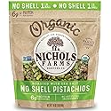 Nichols Farms Organic No Shell California Pistachios, Healthy Protein Snack, Roasted Sea Salt, 1LB