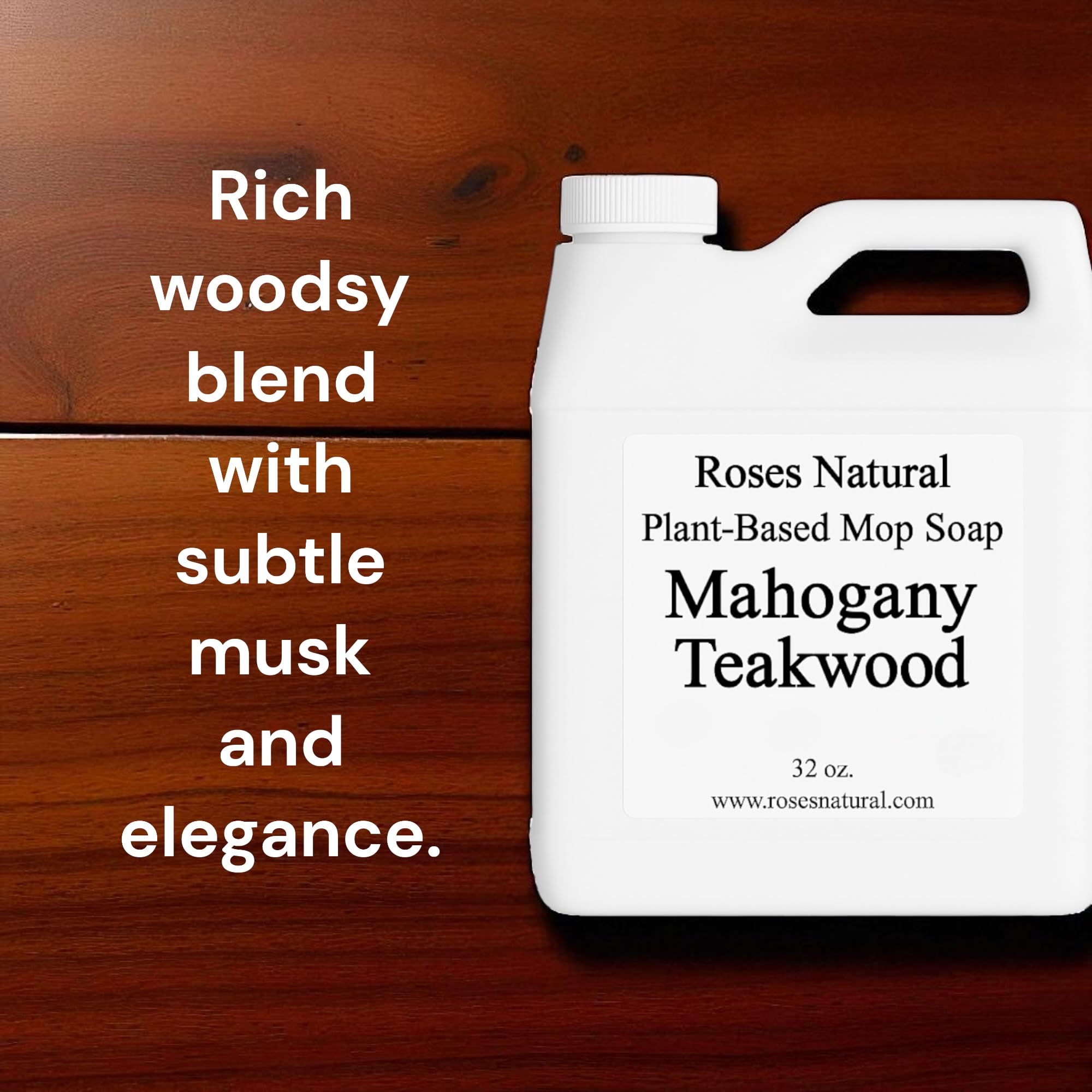 Mahogany Teakwood Plant-Based Floor Cleaner Mop Soap - 32 oz | Streak-Free, Highly Scented, Concentrated Mop Solution for Tile, Vinyl, Hardwood