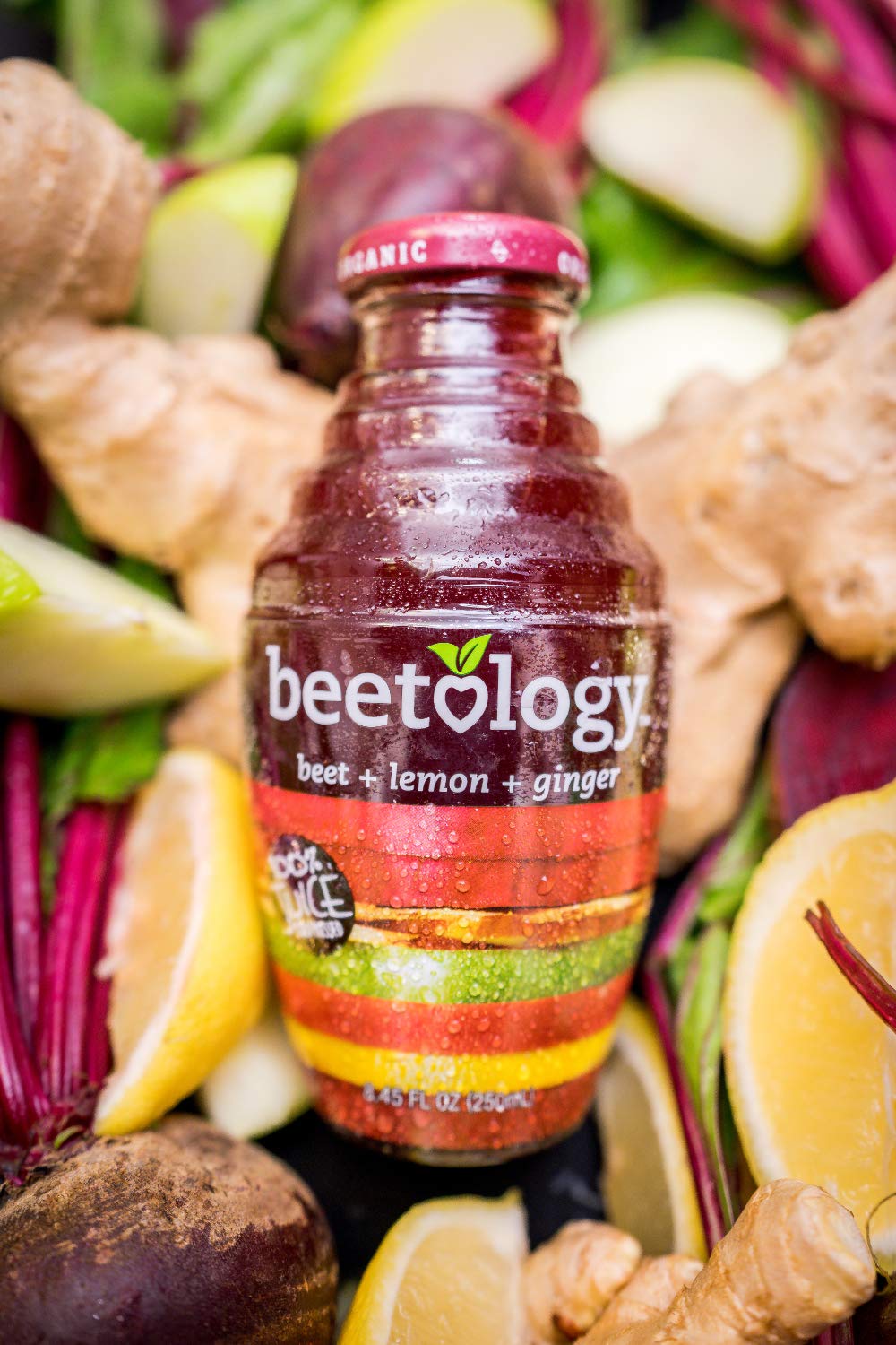 Beetology Organic Beet Juice 8.45oz "Variety Pack", 2 bottles each of: Beet + Veggie, Beet + Lemon Ginger, Beet + Cherry (6 Pack) Wonder Beet Juices |