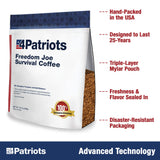4Patriots Freedom Joe's Survival Coffee: Tasty, Long-Lasting Emergency Instant Coffee, 30 Servings