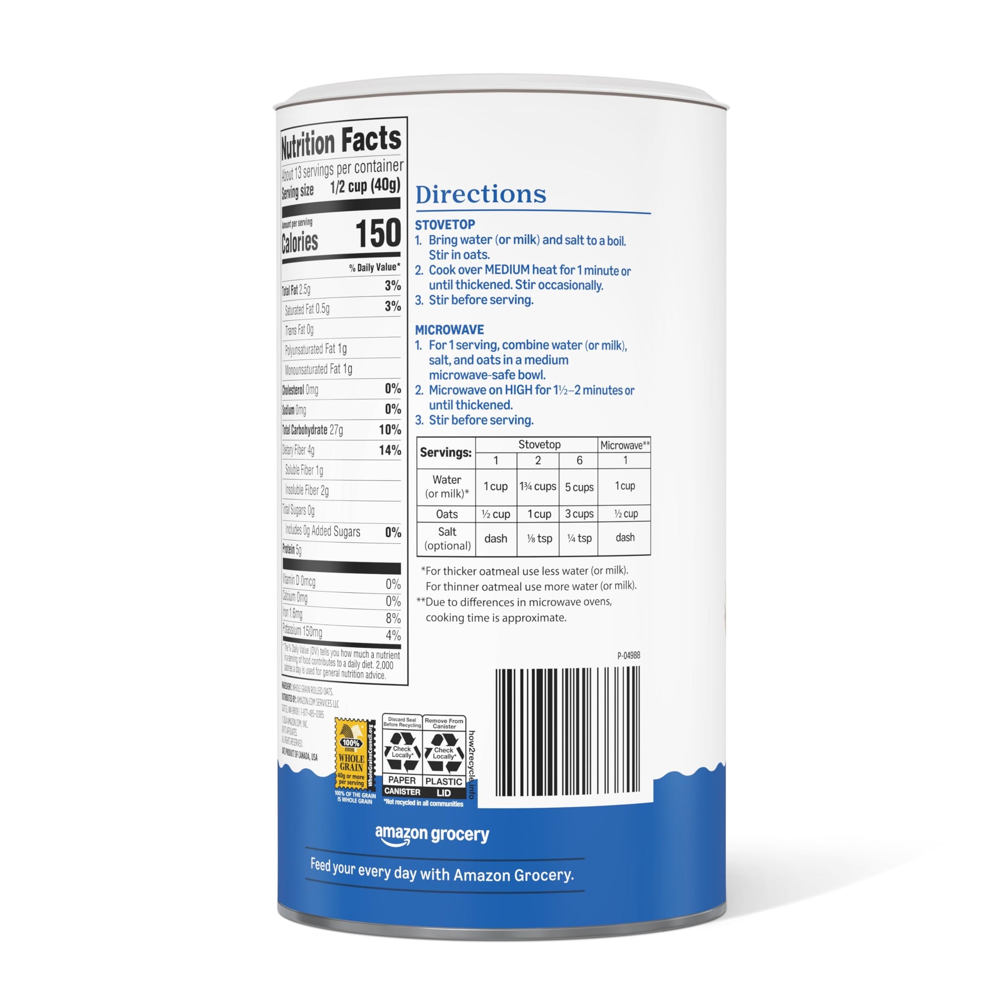 Amazon Grocery, Quick Cook Oats, 18 Oz