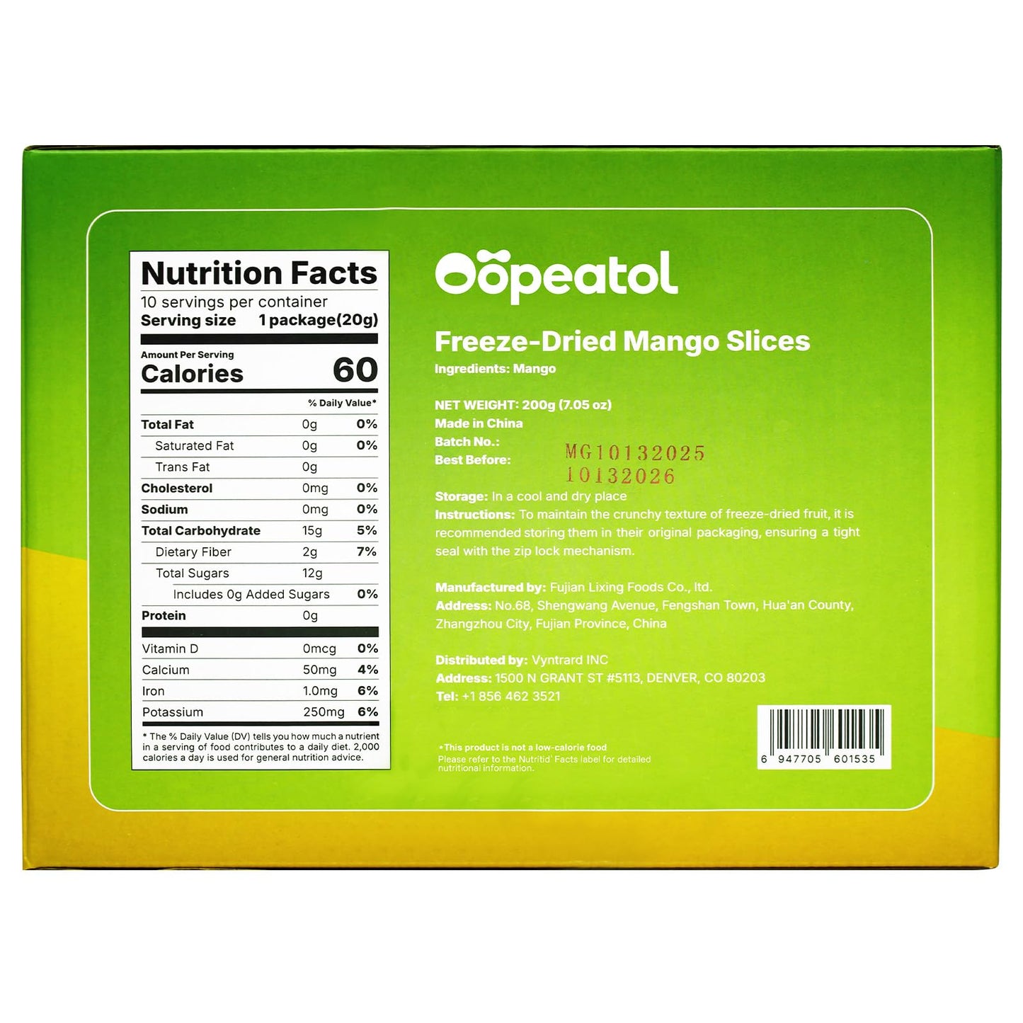 Mango Chips Crispy Freeze Dried Mango Slices, No Sugar Added Dried Fruit Snacks, Healthy Vegan Snacks for Kids & Adults, Lunch Box, Travel, Office