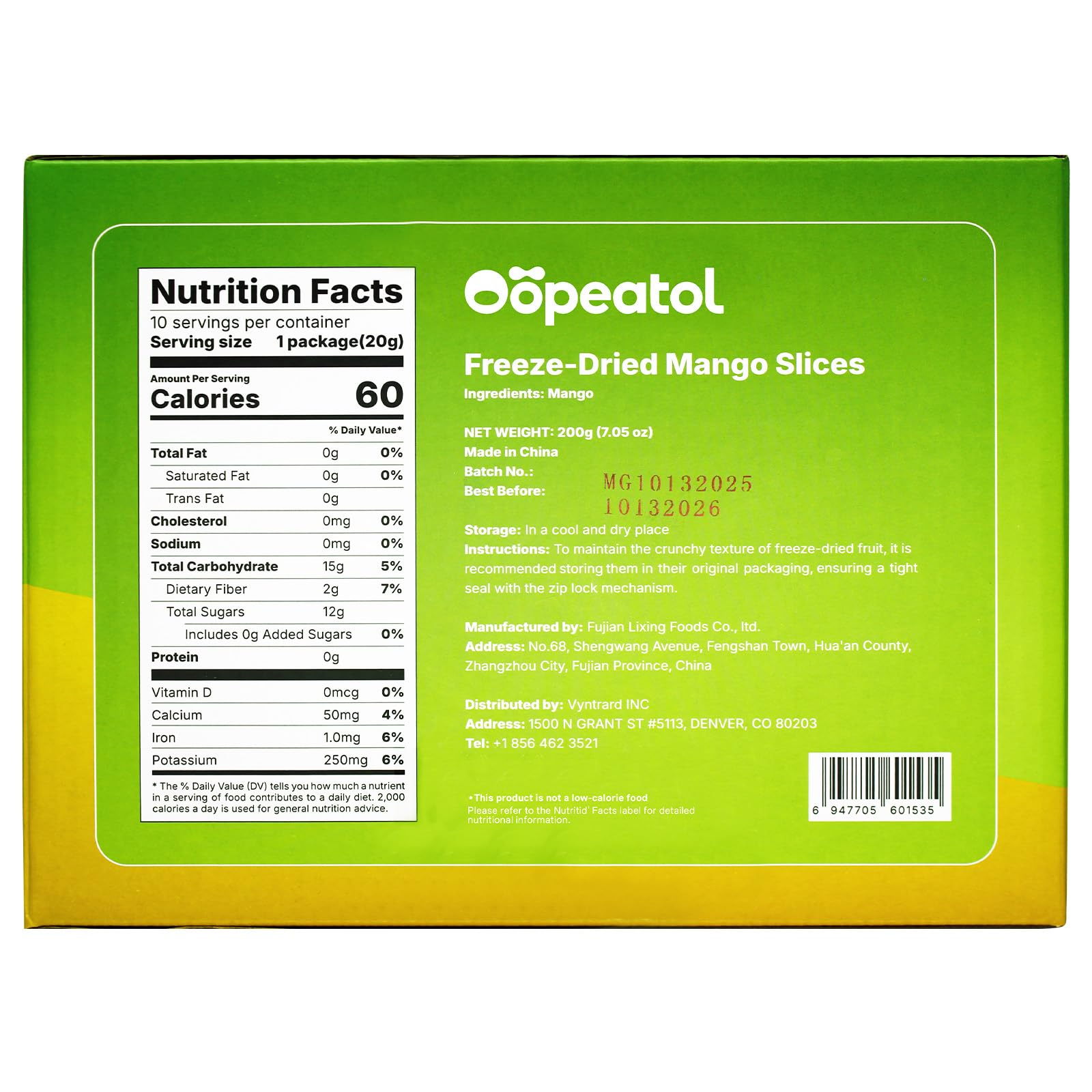 Mango Chips Crispy Freeze Dried Mango Slices, No Sugar Added Dried Fruit Snacks, Healthy Vegan Snacks for Kids & Adults, Lunch Box, Travel, Office