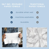 S&T INC. 30 Pack Reusable Paper Towels with Box, Non Woven Towels for Home, Microfiber Towels for Cars, Cleaning Rags, White, 12 Inches x 12 Inches