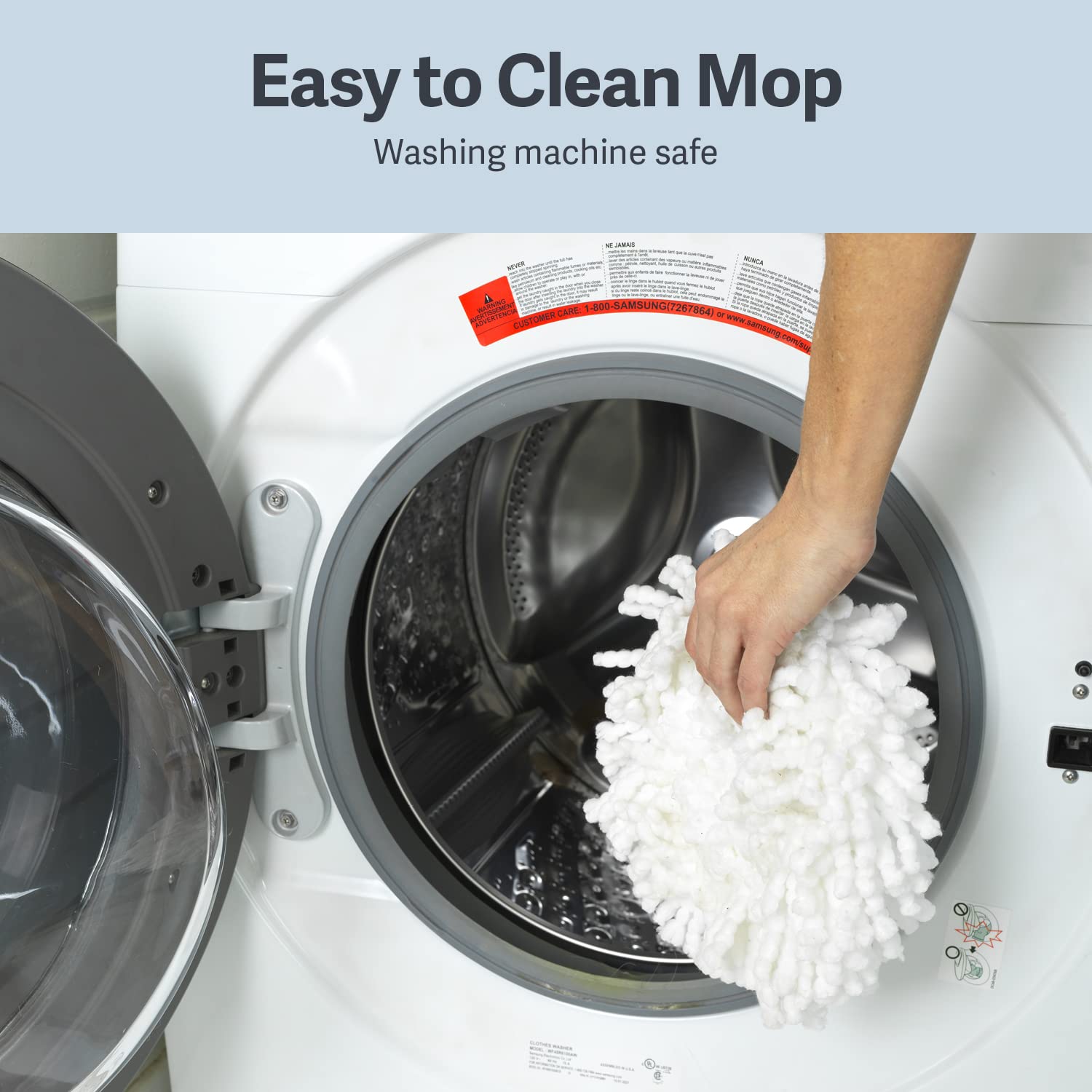 Casabella Clean Water Spin Mop with 2-Bucket System, Spin Mop and Mopping Bucket Set with Refill, Blue/White