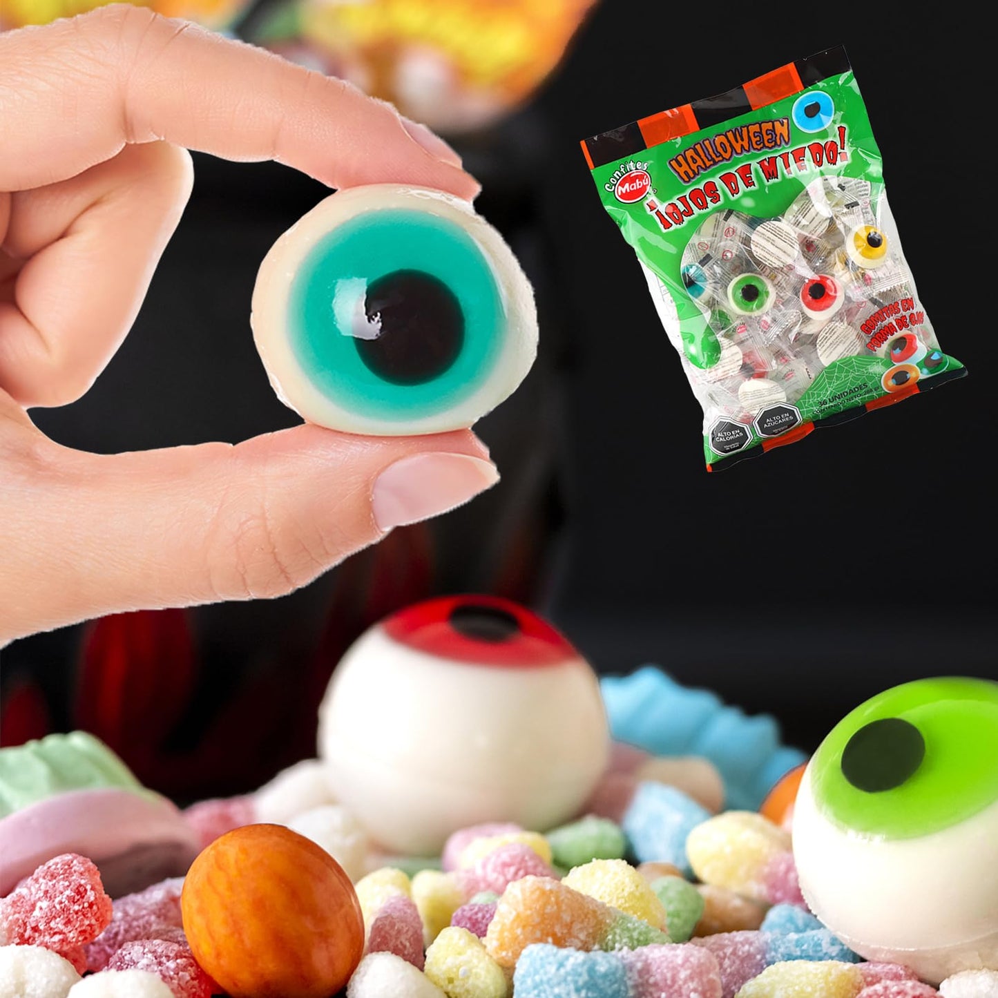 Eye Popping Gummies, 10.16oz Fun Sweet Eyeball Gummy, Chewy Bites Eyeball Gummy Candies Individually Wrapped Jelly Filled for Kids, Novelty Gag Gift