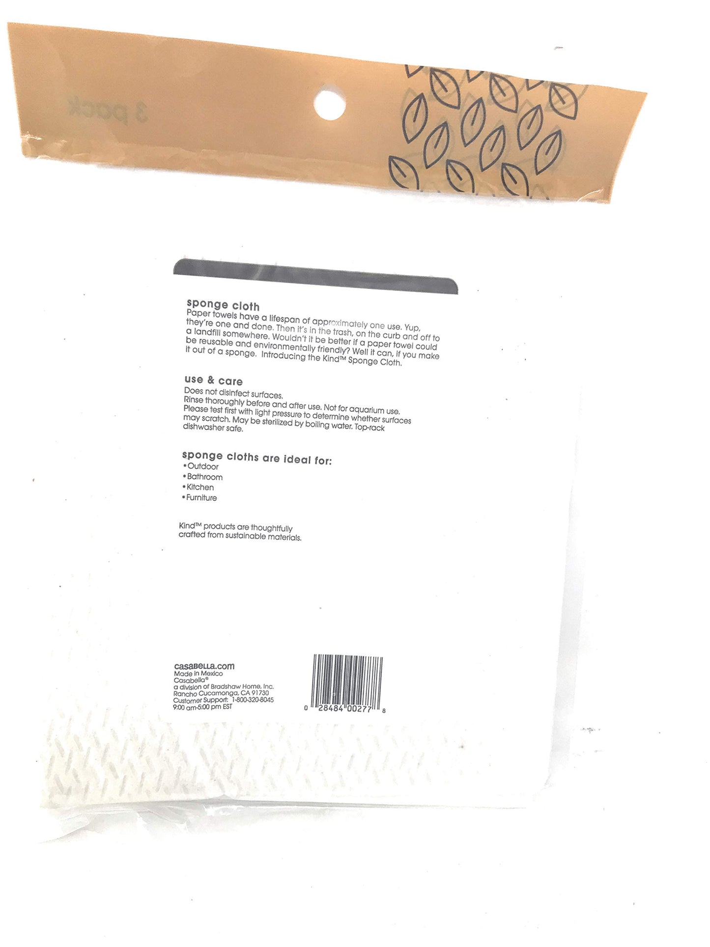 Casabella, Sponge Kind Cloth, 3 Count