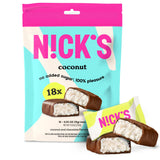 N!CK'S Keto Chocolate Mini Candy Bars - Coconut, No Added Sugar, Low Carb Snack, 140 Calories, Gluten-Free Sweets 18-Pack (15g Each)
