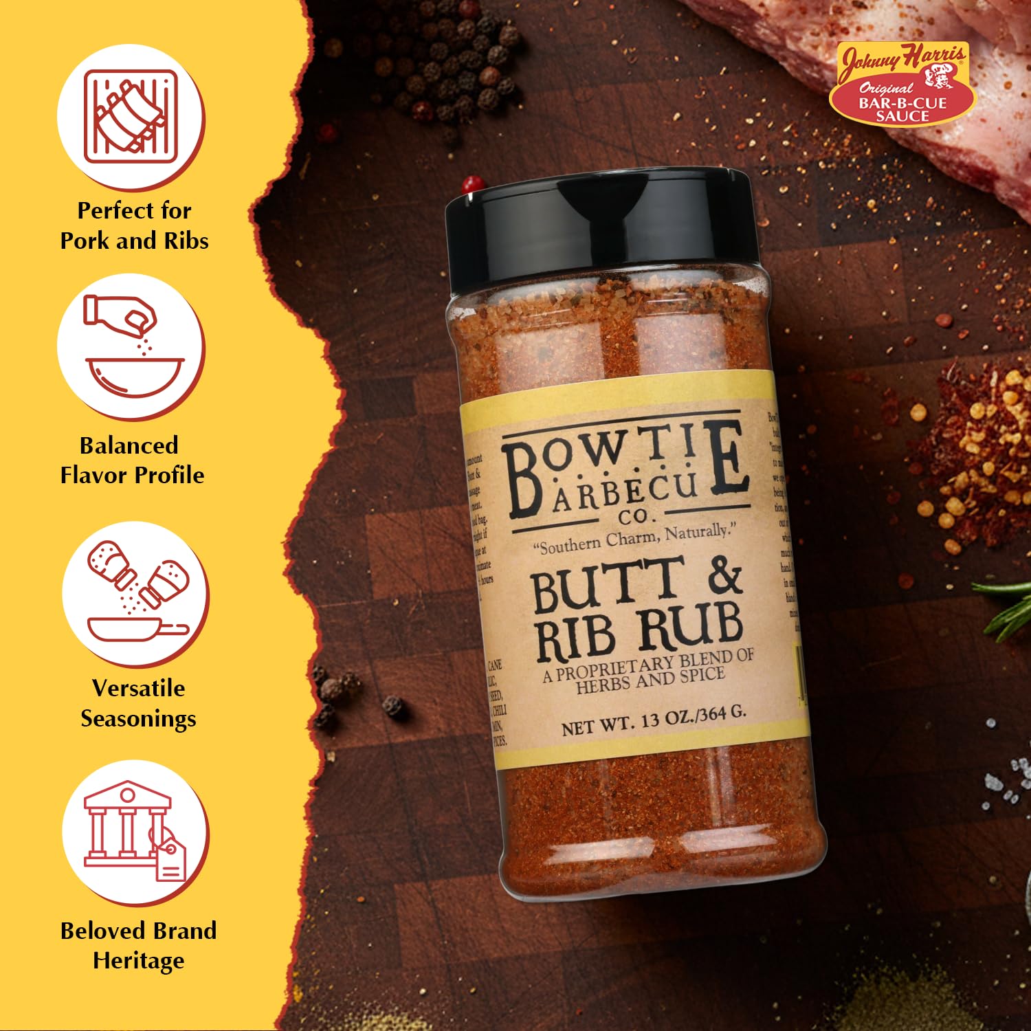 Bowtie Butt and Rib Rub, Dry Barbecue Spice Blend, Seasoning Mix Barbecue Spice Blend, Butt and Rib Seasoning, Premium BBQ Rub for Ribs, Steak