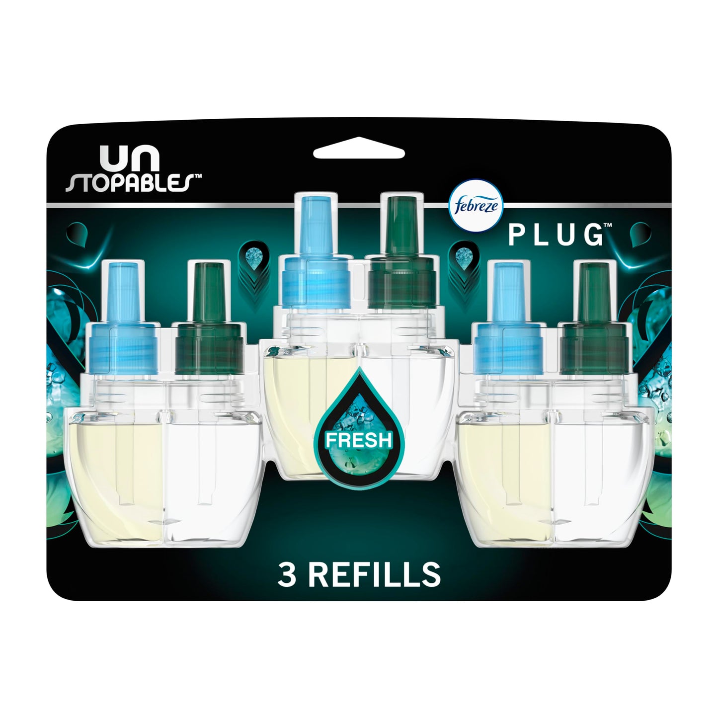Febreze Plug-in Air Freshener, Odor-Fighting Scented Oil Refill, Air Fresheners for Home, Bathroom and Kitchen, Long Lasting, Unstopables Fresh Scent