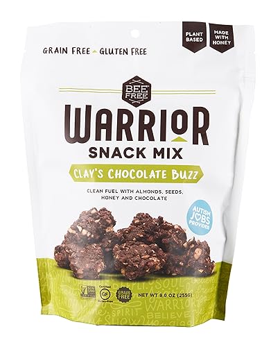 BeeFree Warrior Mix Gluten Free Granola - Chunky Granola Bites | Paleo Granola, Low Carb, Grain Free, Preservative Free, Oat Free | Low Calorie Snacks