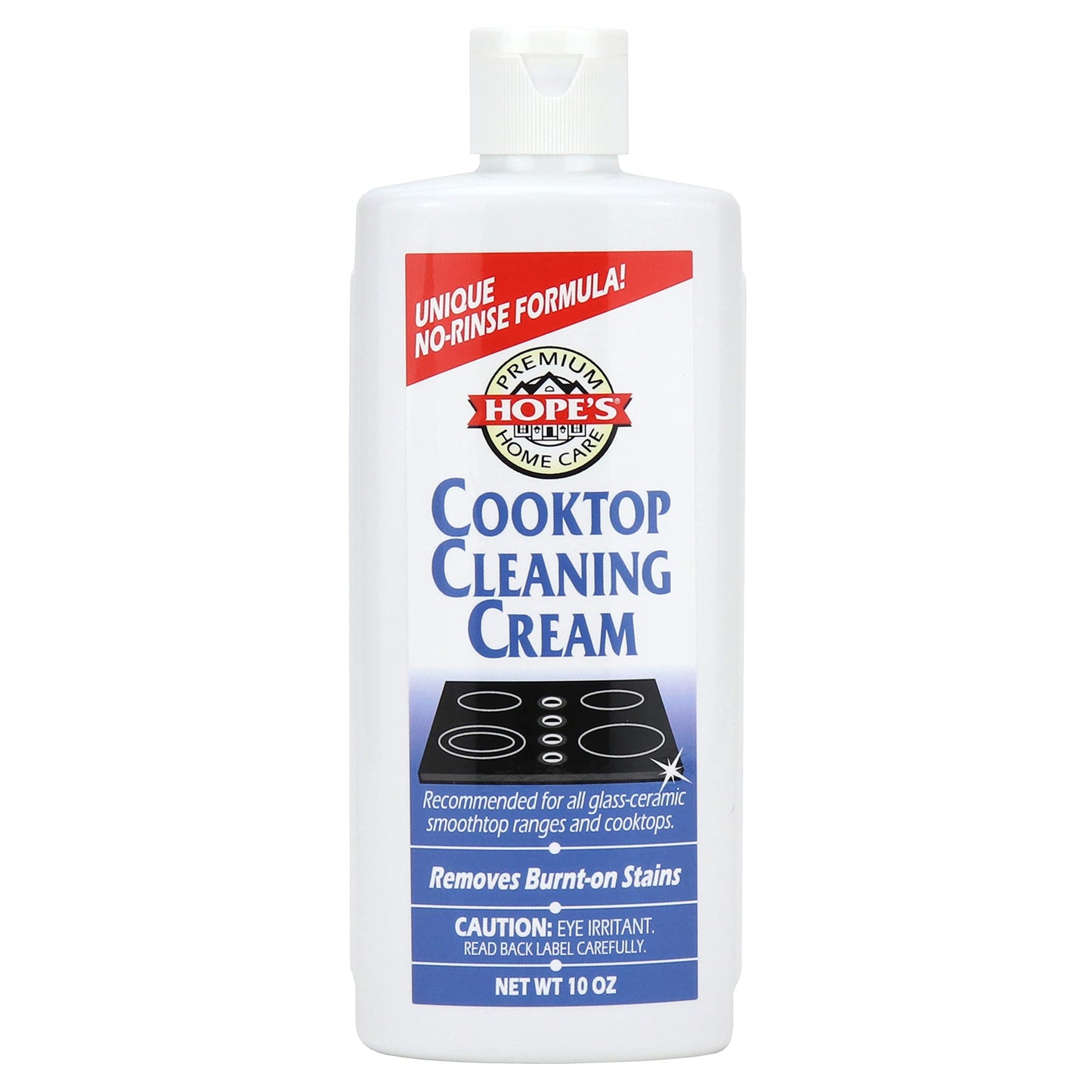 HOPE'S Cooktop Cleaning Cream, Fast Acting No-Rinse Cooktop Cleaner for Glass Ceramic Cooktops and Stoves, Removes Burnt-on Stains, 10 Oz Net Weight