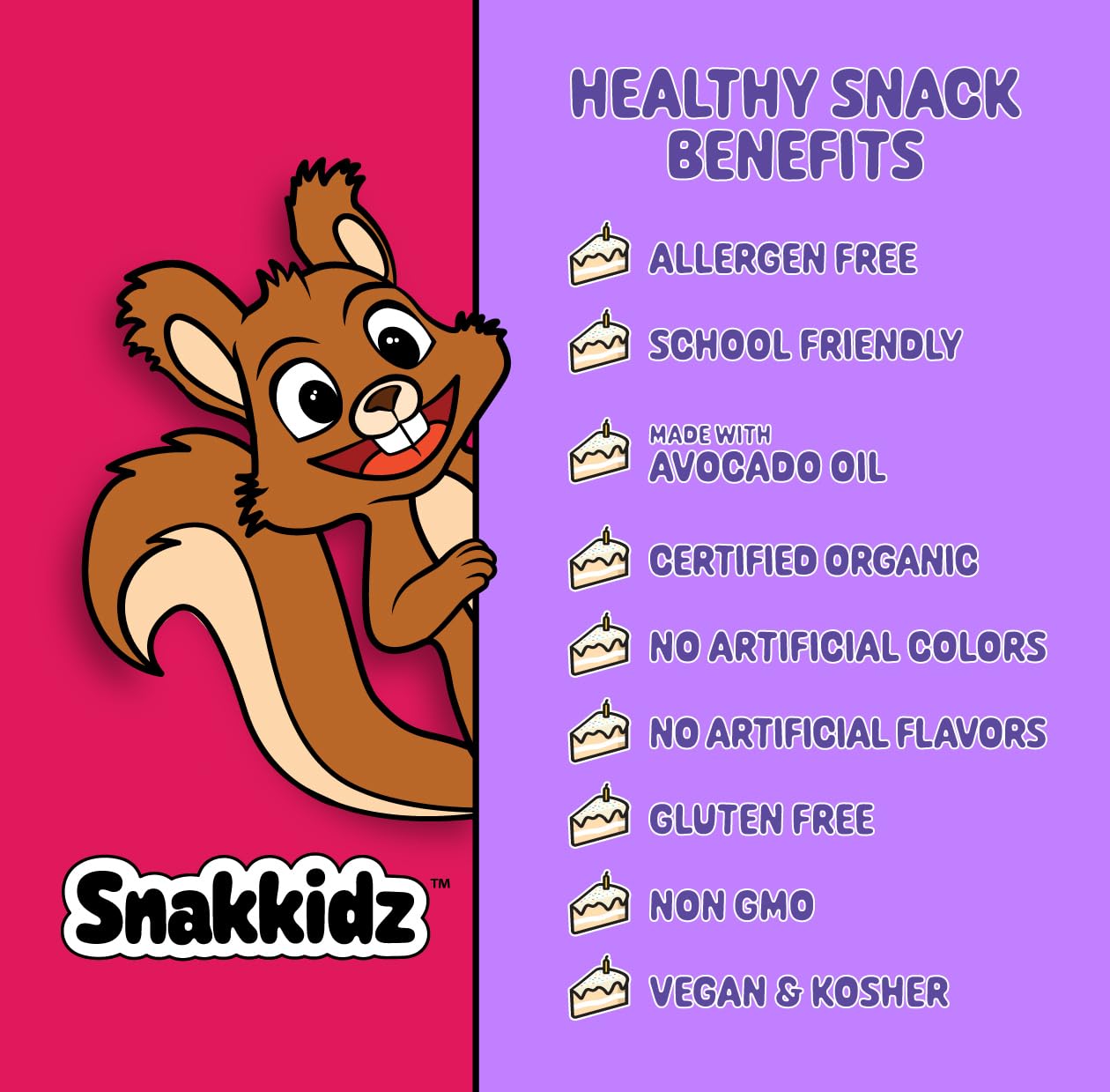 Snakkidz Organic Birthday Cake Chewy Granola Bars, 45 Count, Gluten Free Granola Bar, Nut and Allergen Free, Low Sugar, Made with Avocado Oil