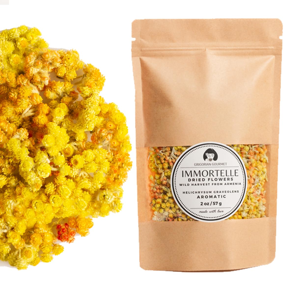 Immortelle (Helichrysum Graveolens) 2 OZ (57g) Loose Herbal Tea | Wild-Harvested from the Mountains of Armenia | Naturally Sourced with Rich Aroma