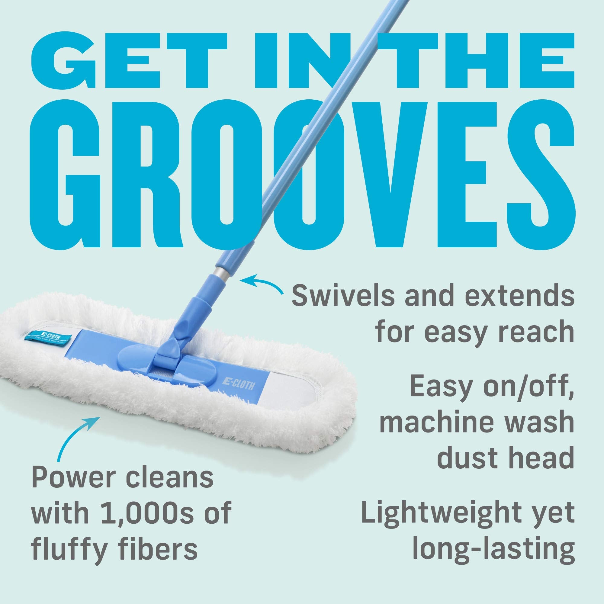 E-Cloth Flexi-Edge Floor & Wall Duster, Reusable Dusting Mop for Floor Cleaning, Floor Cleaner Ideal for Harword, Tile, Laminate and Other Hard