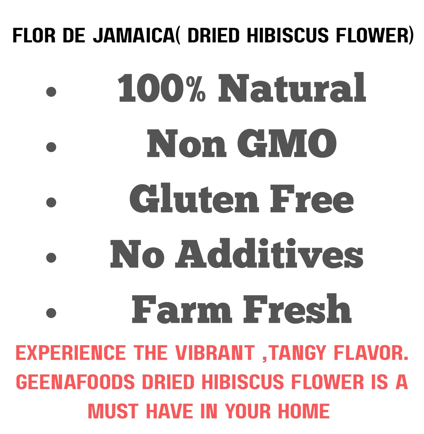 Geenafoods Dried Hibiscus Flowers _ 1lb Whole Petals, Flor de Jamaica- by Geenafoods in Resealable Bag.Pure Whole 100% NATURAL Petals Hibiscus flower