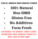 Geenafoods Dried Hibiscus Flowers _ 1lb Whole Petals, Flor de Jamaica- by Geenafoods in Resealable Bag.Pure Whole 100% NATURAL Petals Hibiscus flower