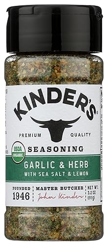 Kinders Organic Garlic Herb Sea Salt & Lemon Seasoning, 3.2 OZ