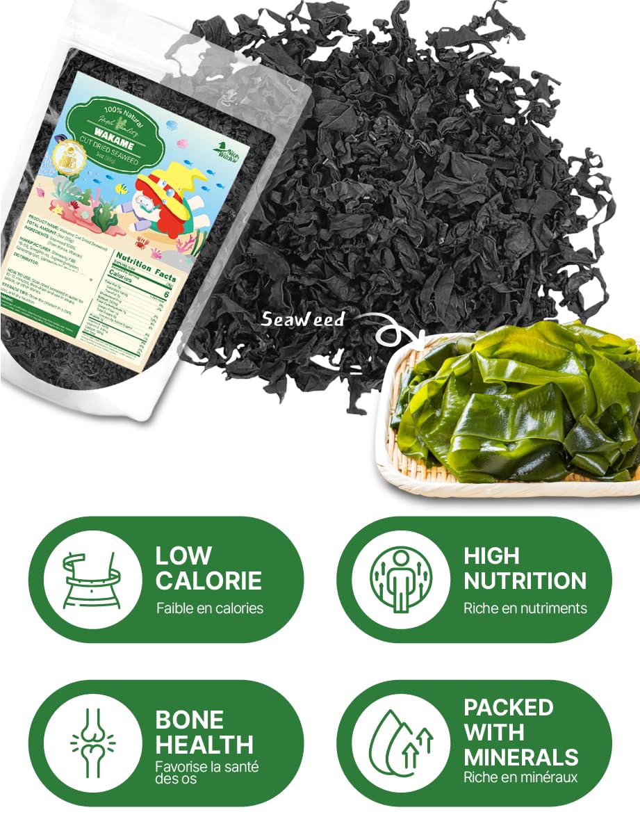 NICE WITCH'S Korean 100% Pure Dried Cut Seaweed 85g / 3oz - Baby Seaweed Flakes, Wakame, Miyeok, ????