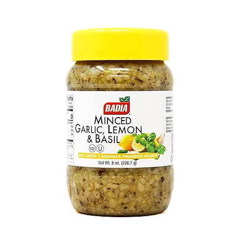 Badia Minced Garlic, Lemon & Basil 8 oz - Zesty Garlic, Herb & Citrus Blend