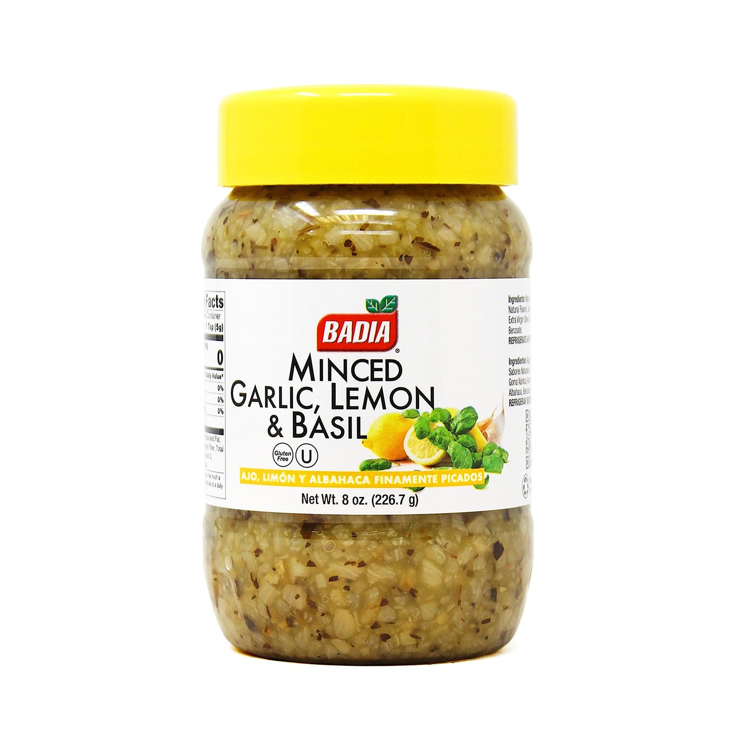 Badia Minced Garlic, Lemon & Basil 8 oz - Zesty Garlic, Herb & Citrus Blend