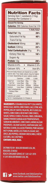Udi's Gluten Free Sausage, Egg, and Cheese Breakfast Sandwich, 2 ct (frozen)