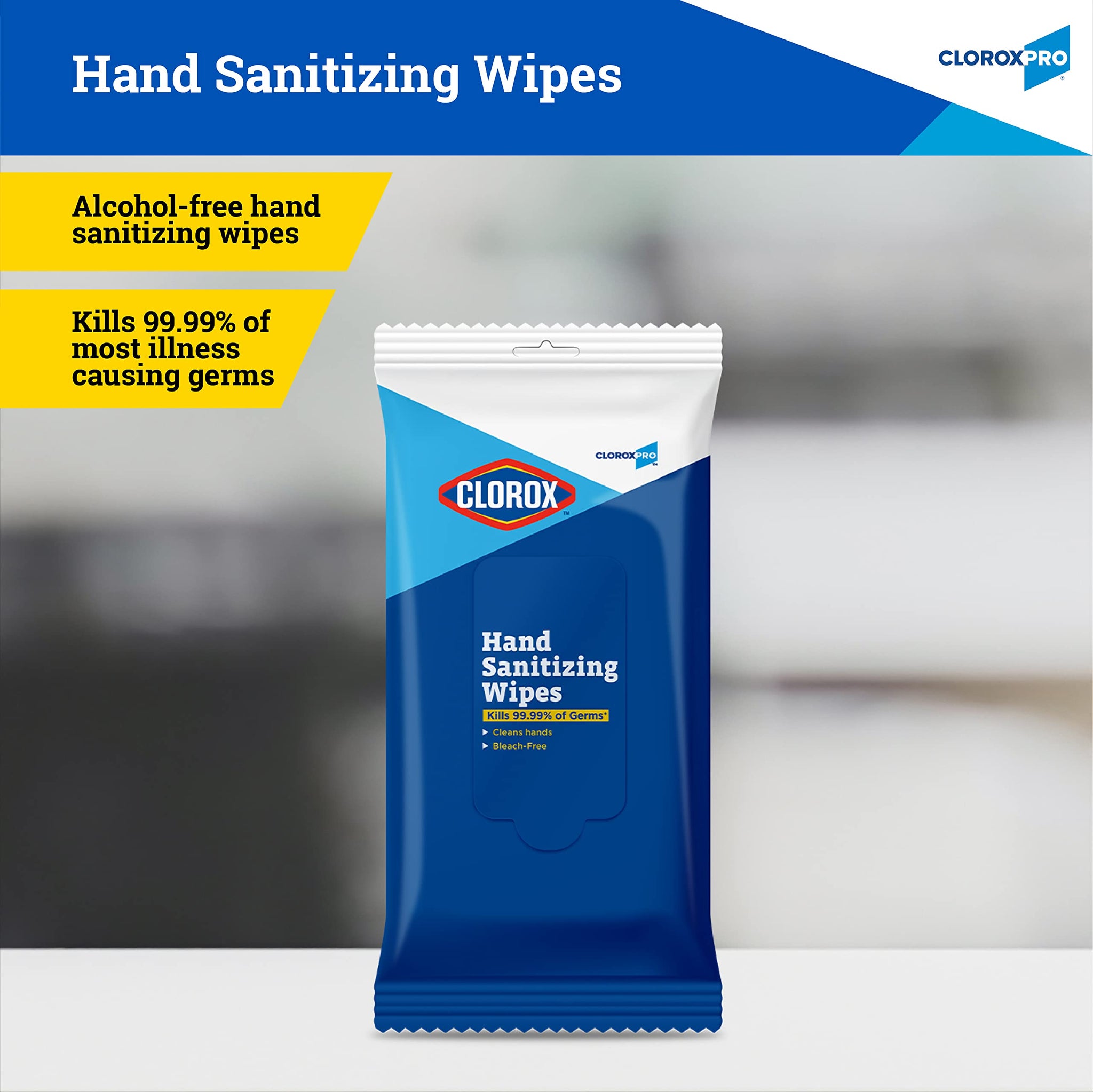 Clorox Pro Alcohol Free Hand Sanitizer Wipes with BZK, Gentle Bleach-Free Sanitizing Wipes for Hands - 0.13% BZK Formula, FDA Registered, Resealable