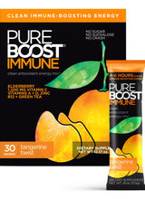 Pureboost Sugar-Free Immune Clean Energy Booster, Tangerine Twist 30 Count, Refreshing Energy Drink Mix and Immunity Supplement with Elderberry, 1,200