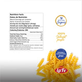 La Fe Rotini Pasta 16oz - 3 Pack - Unenriched Semolina Wheat Italian Pasta Rotini Noodles - Cholesterol & Sodium Free