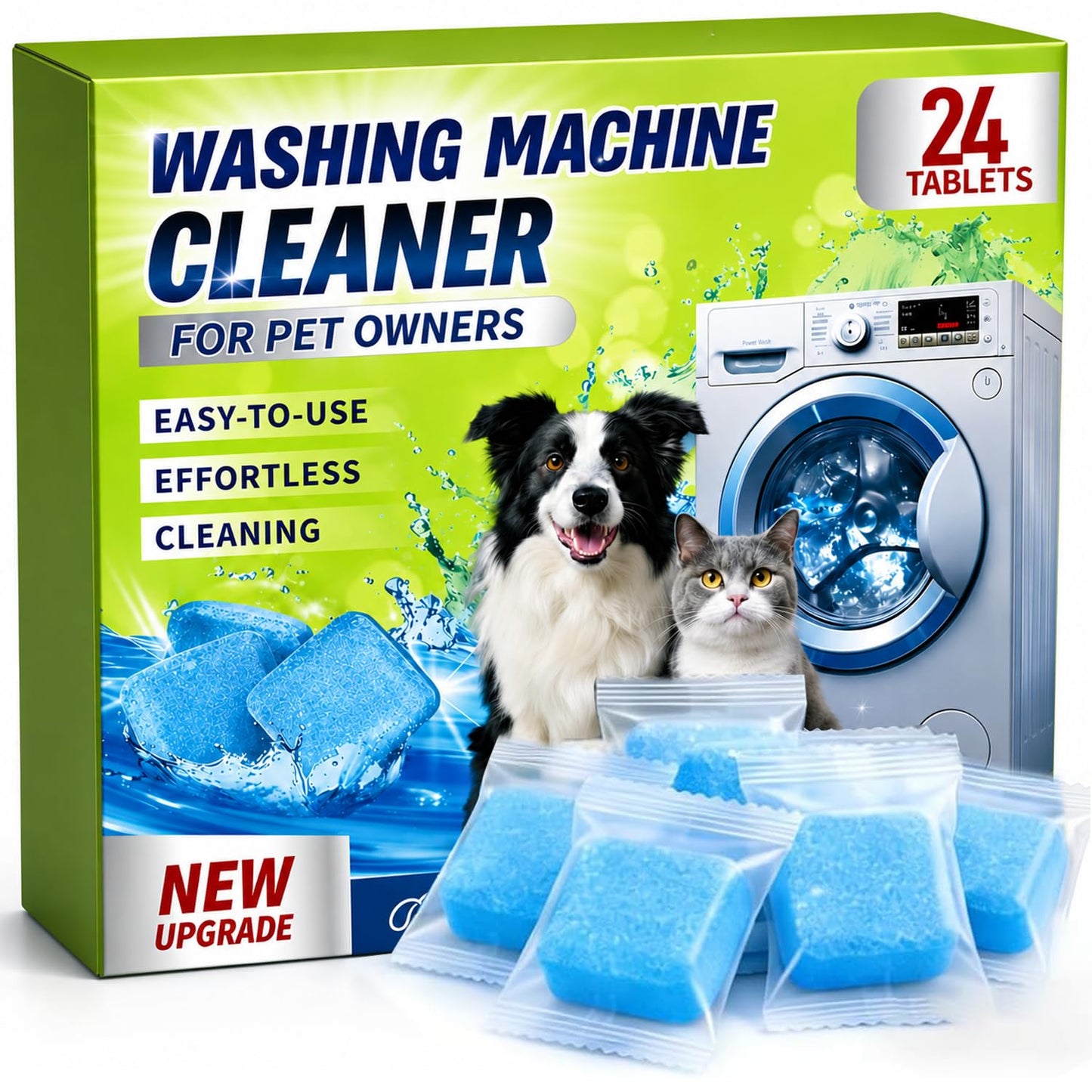 Enzyme Washing Machine Cleaner Tablets for Pet Owners, [2X Power] Washer Cleaner Pet Odor Remover, Deep Clean Washing Machine Pet Hair Remover