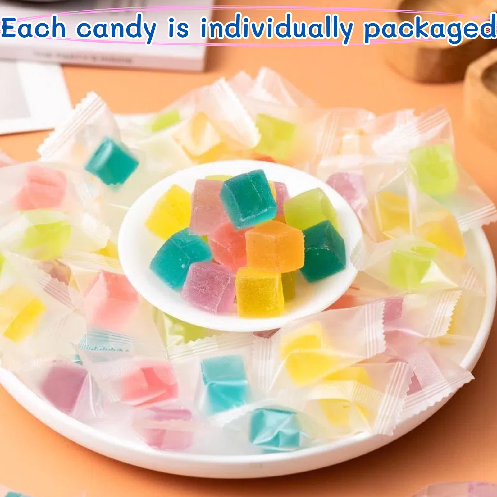 Japanese Crystal Amber Gemstone Candy - 7oz Resealable Jar with Individually Wrapped Crunchy & Chewy Candy, Gluten Free Assorted Fruit Flavors, ASMR