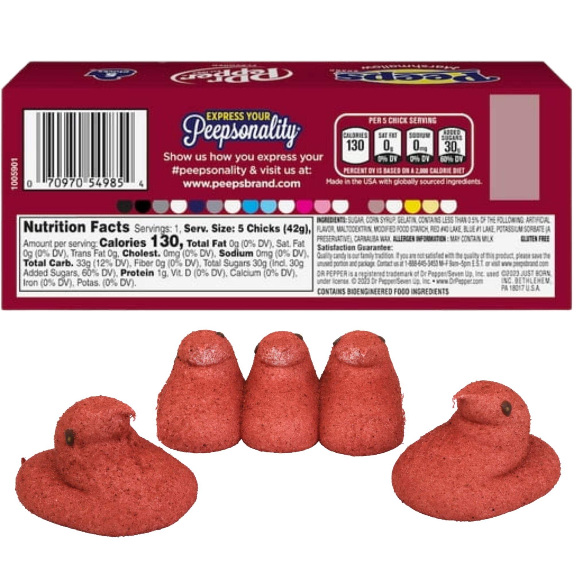 Peeps Dr Pepper Flavored Marshmallow Treats, Soda Pop Inspired Candy, 5 Count Chicks, Easter Basket Stuffers, Pack of 3