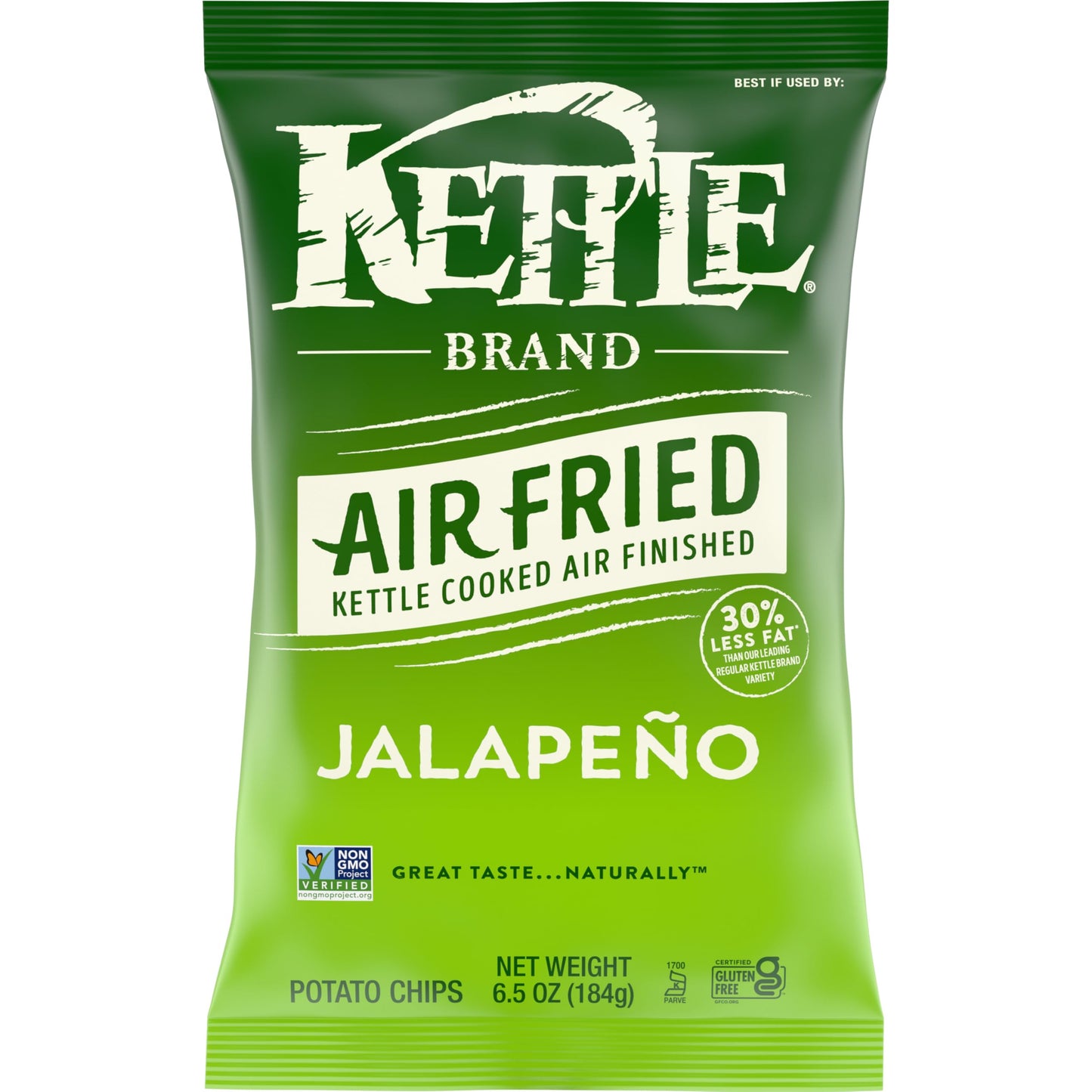 Kettle Brand Potato Chips, Air Fried Jalapeño Kettle Chips, 6.5 Oz Bag