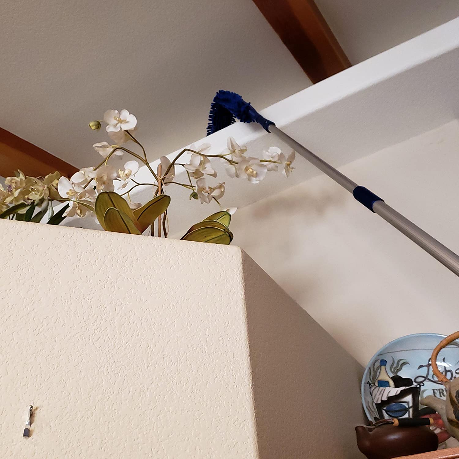 Spider Web Brush with Pole | Chenille Extension Duster, Aluminum Extension Rod | Extend 18-20 feet Cleaning High Ceilings, Cathedral Ceilings, Ceiling