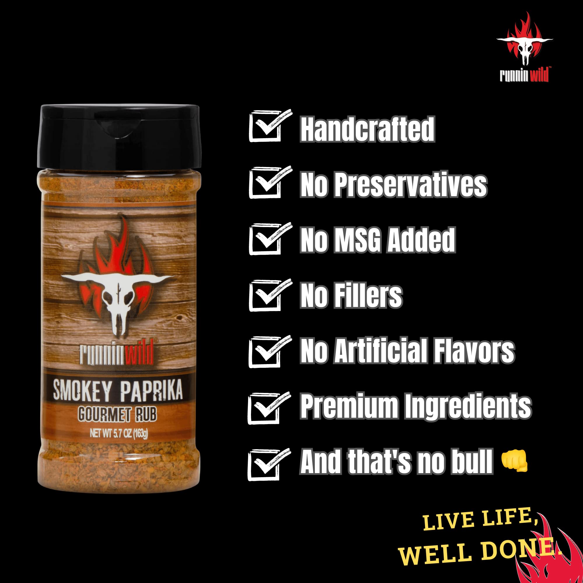 Smokey Paprika Seasoning | Smoked Paprika balanced out with brown sugar, spices, and a hint of natural smoke flavor | Runnin’ Wild Foods, 5.7 ounces