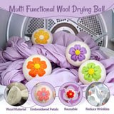 Uloryce Wool Dryer Balls XL 6 Pack, Reusable Laundry Dryer Balls with Cute Floral Design, Reduce Drying Time, Soften Clothes, Anti Static, Eco