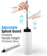 Viosuniu Matt White Ceramic Toilet Brush and Holder Set, Durable Bristles Non Scratch Toilet, Long Stainless Steel Handle, Freestanding Toilet Bowl