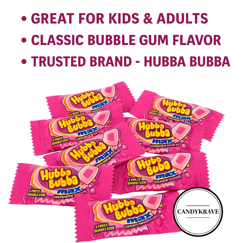 Hubba Bubba Bubble Gum Max - Original Flavor - Valentines Edition - Sweet & Chewy - Individually Wrapped Fruity Bubble Gum for Valentines Day
