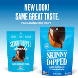 SkinnyDipped Dark Chocolate Cocoa Almonds, Healthy Snack, Plant Protein, Gluten Free, 3.5 Oz Resealable Bag, Pack of 1