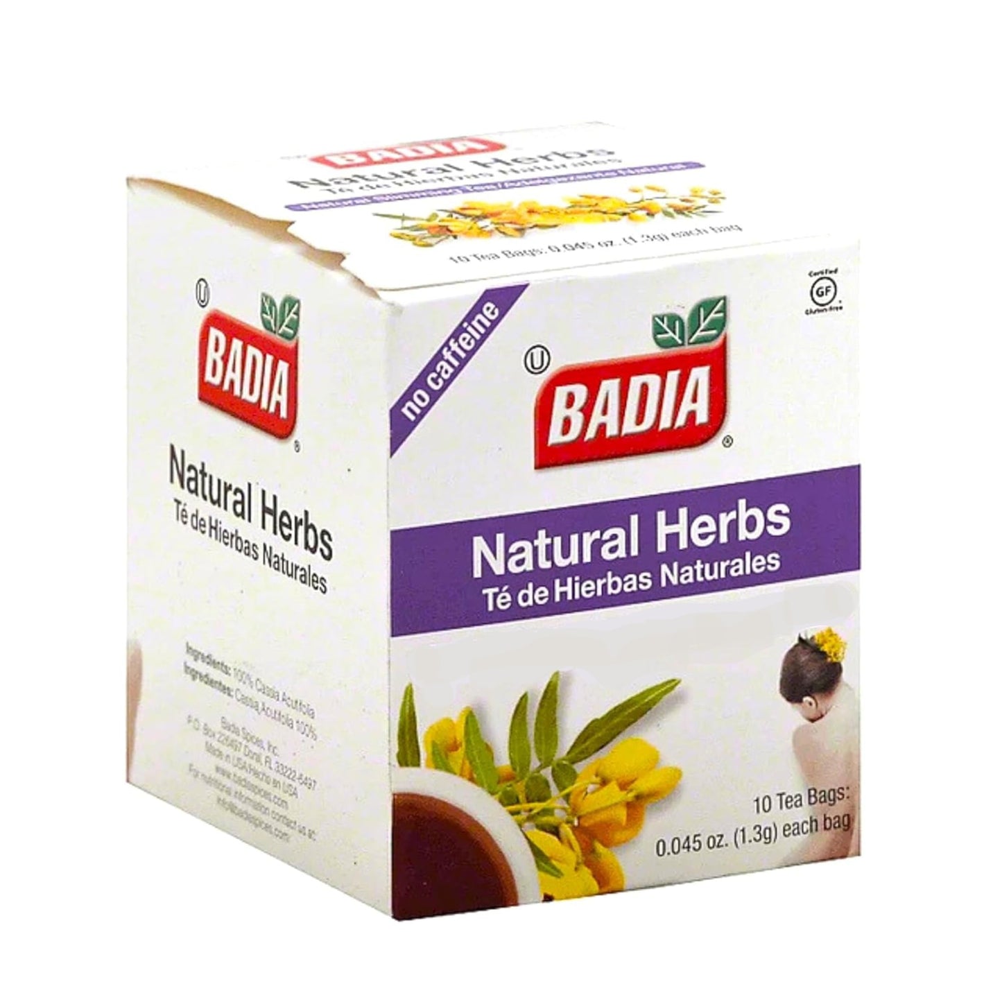 Badia Natural Herbs Tea, 10 Tea Bags - Herbal Blend for Brewing Hot or Iced Tea