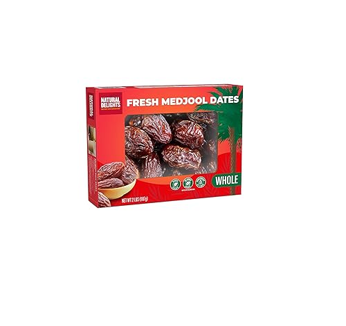 Natural Delights Dates - Large & Plump, Non-GMO Verified, Good Source of Fiber, Naturally Sweet Fruit Snack, Perfect for On-the-Go - Medjool Dates