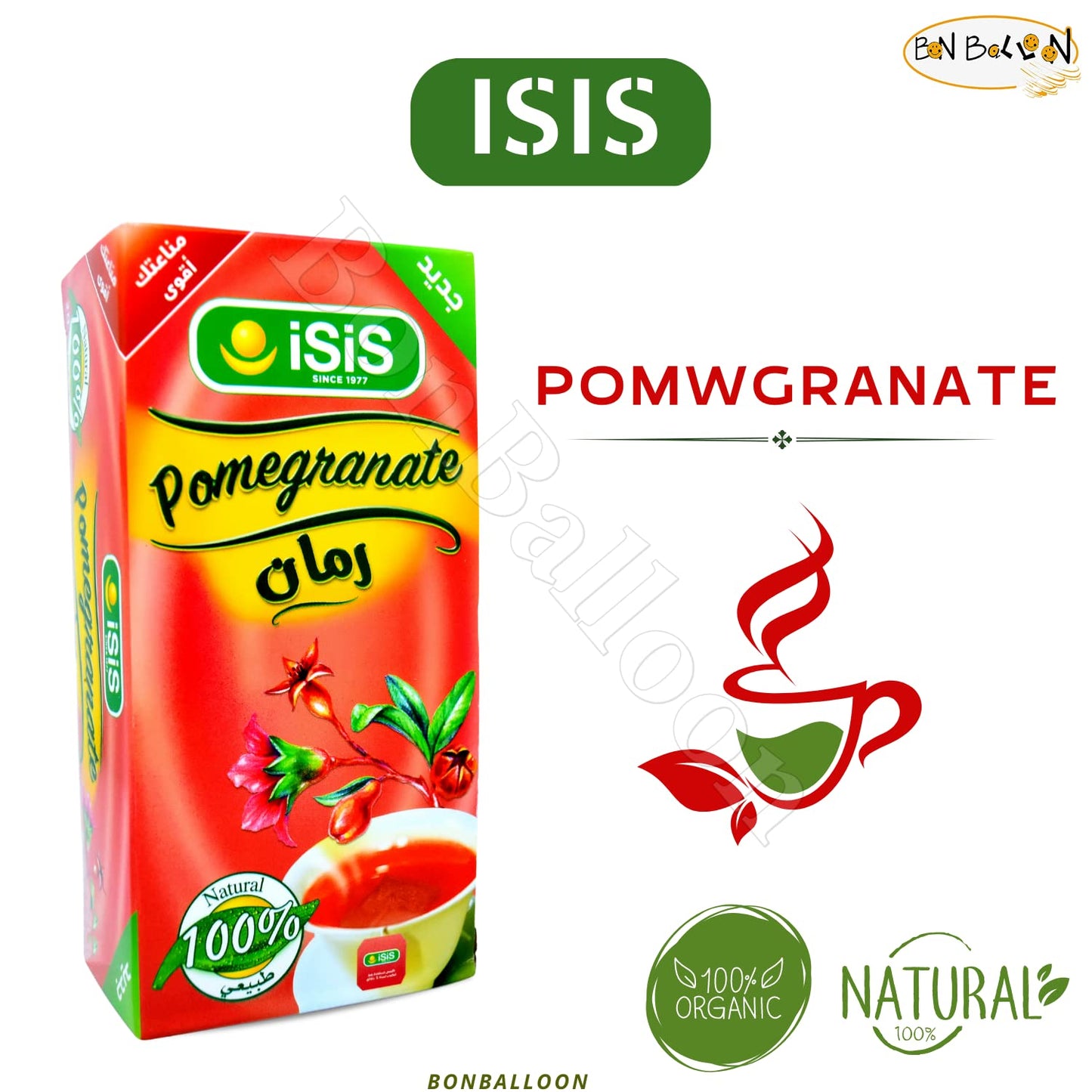 Isis Natural Drink Herbal Pomegranate Tea Bags Isis Herbals Herb Herbs No Caffeine No Artificial Flavors No Additives Coloring Non Gmo Kosher Halal