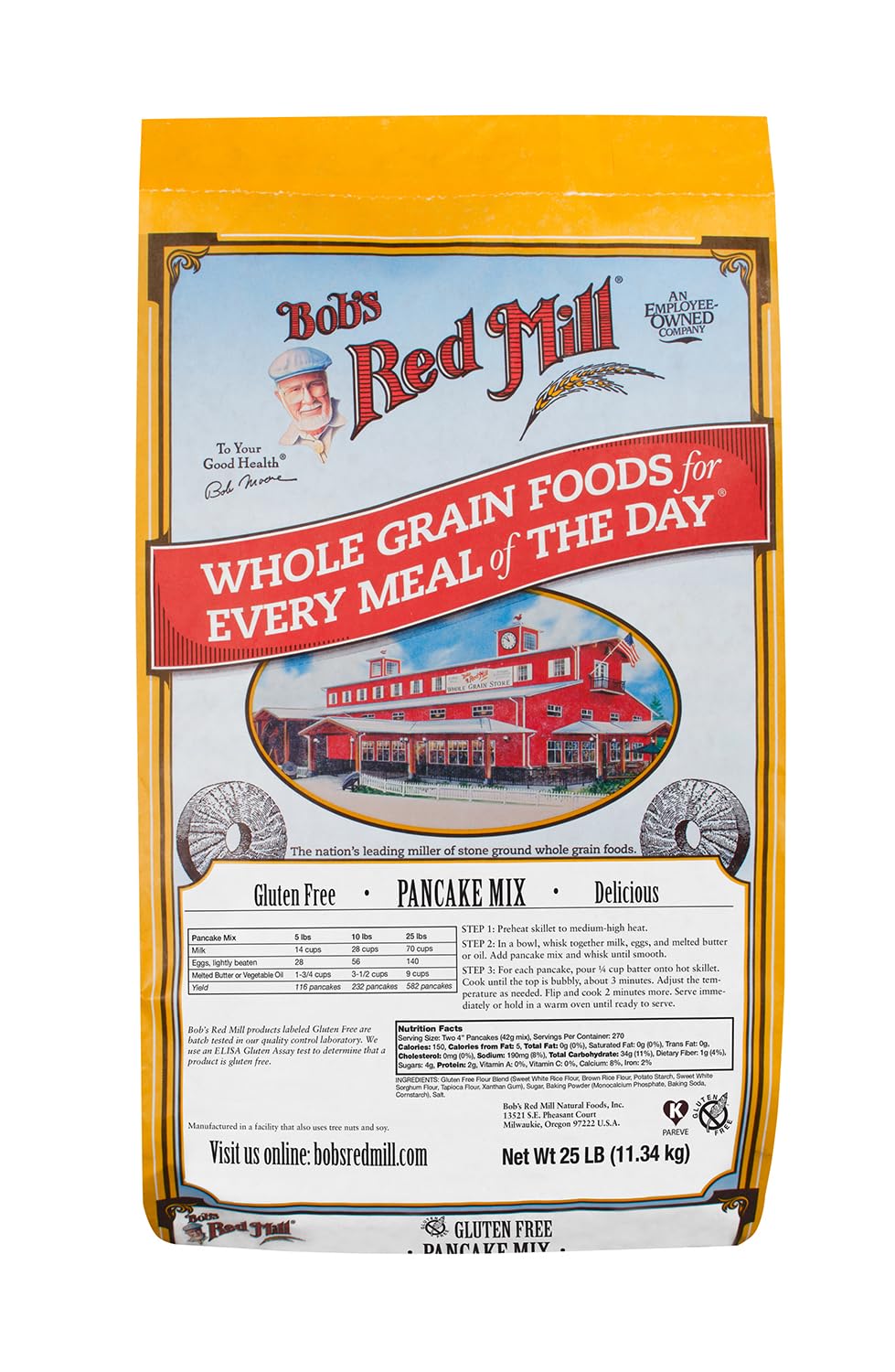 Bob’s Red Mill Gluten Free Pancake & Waffle Mix, 25 Pound (Pack of 1)