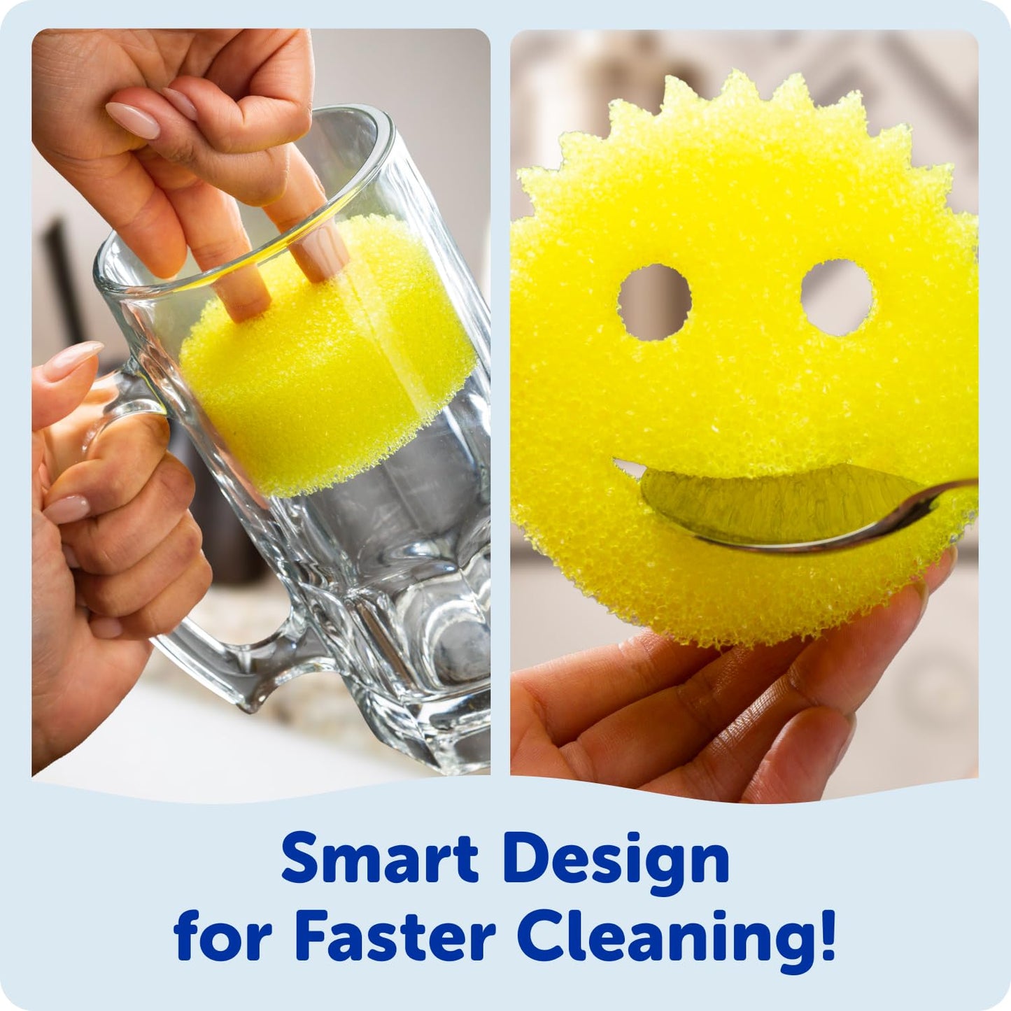 Scrub Daddy 6 Kitchen Sponges & 1 Daddy Caddy Dish Sponge Holder - BPA Free & Made with Polymer Foam - Stain & Odor Resistant, Scratch-Free