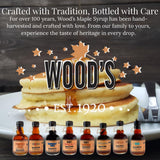 WOOD'S Vermont Bourbon Barrel Aged Maple Syrup - Premium Maple Syrup with Rich Flavor & Subtle Bourbon Notes - Ideal for Pancakes, Desserts