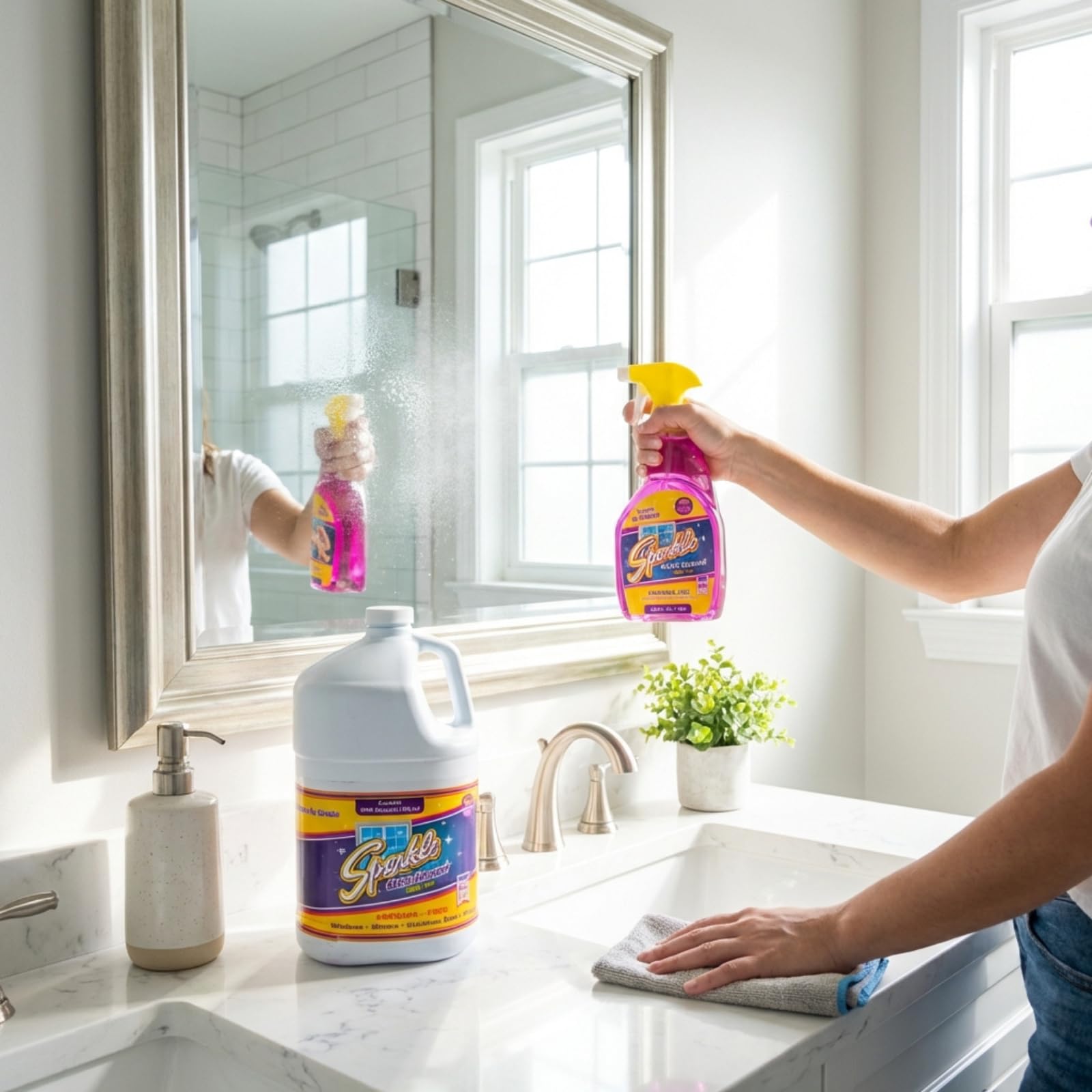 Sparkle Glass Cleaner Refill 1 Gallon (128 Fl Oz) - Ammonia-Free Heavy Duty Streak-Free Formula for Windows, Mirrors & Glass (Pack of 1)