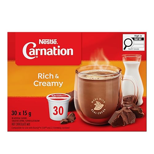 Nestle Carnation Rich and Creamy Hot Chocolate Keurig Compatible K-Cup Capsule Pods, 30 x 15g, 30 cups {Imported from Canada}