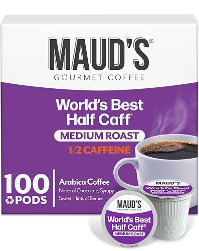 Maud's Half Caff Coffee Pods, 100 ct, Medium Roast Coffee in Single Serve Pods - 100% Arabica Coffee, Compatible with Keurig K Cups Maker