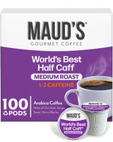 Maud's Half Caff Coffee Pods, 100 ct, Medium Roast Coffee in Single Serve Pods - 100% Arabica Coffee, Compatible with Keurig K Cups Maker